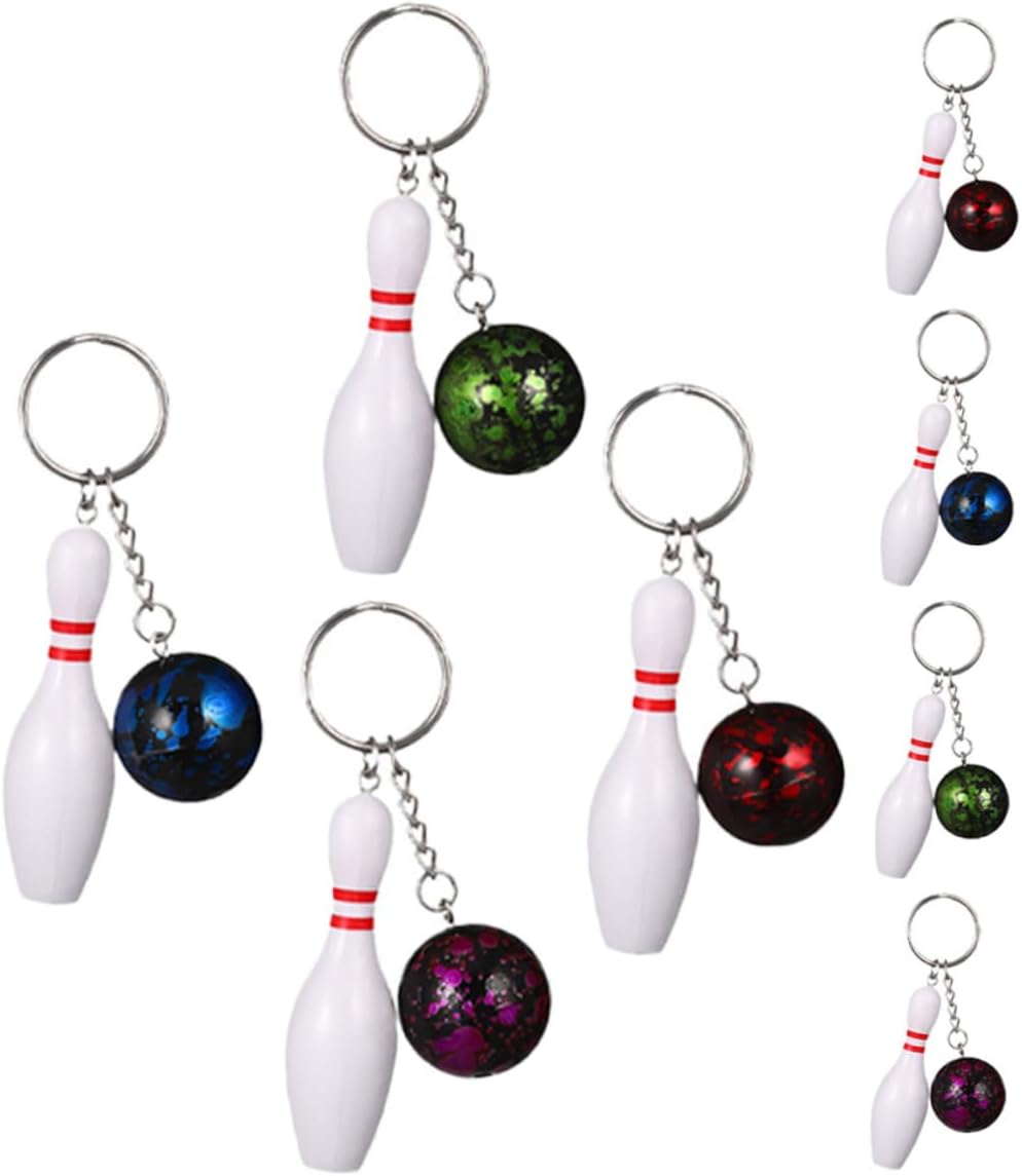 8pcs Bowling Keychains Sports Themed Keyring Packs for Parties