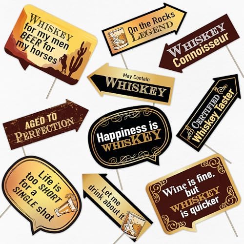 Whiskey Party Photo Booth Props Kit - 10pcs
