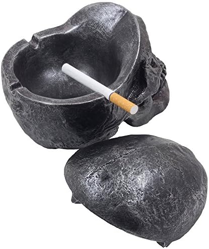 Spooky Human Skull Ashtray with Cover