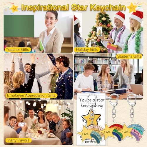Henoyso 36 Sets Rainbow Star Keychain Bulk