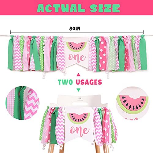 WAWUO Watermelon Birthday Banner - Pink Pattern - Highchair Mount