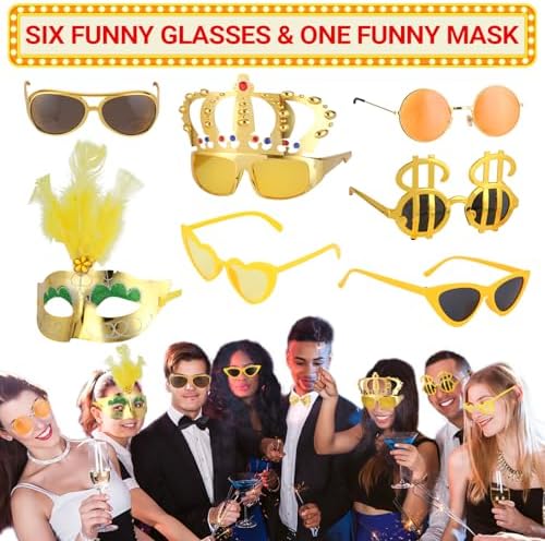 Gold Party Photo Booth Props Set for Adults