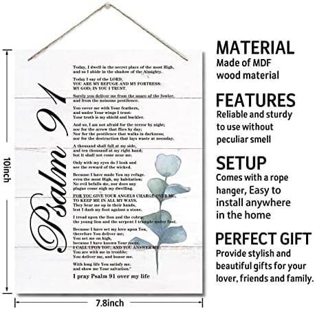 Psalms 91 Inspirational Christian Wall Decor Sign