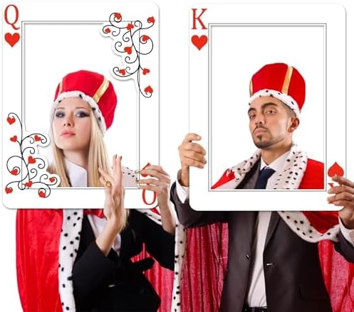 Casino Night Photo Booth Props Queen and King of Hearts