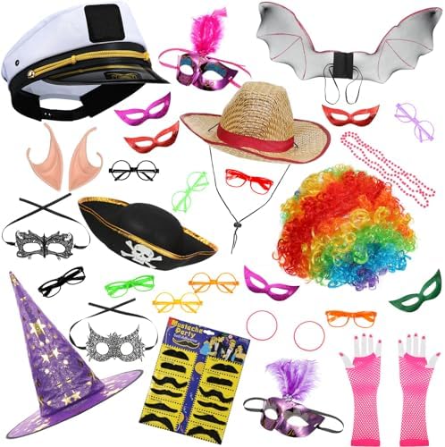 33 Pcs Funny Captain Hat Glasses Photo Booth Props Kit