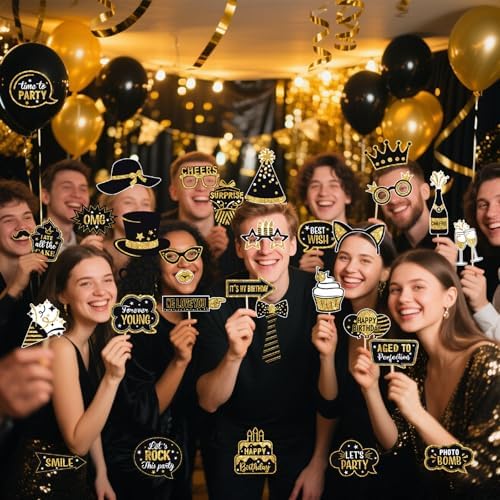 JOJO FLY 36 Pcs Birthday Photo Booth Props Kit