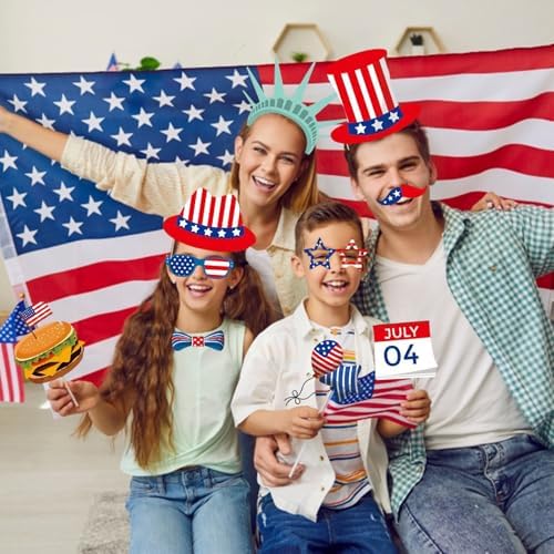 25 Pcs Patriotic Photo Booth Props for 4th of July