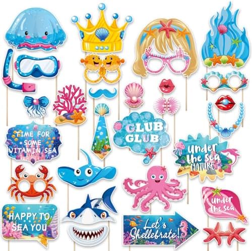 30 Pcs Under The Sea Photo Booth Props