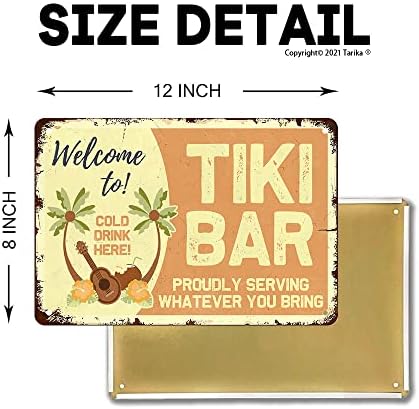 Welcome To Tiki Bar 8x12 Inch Tin Wall Decor Sign