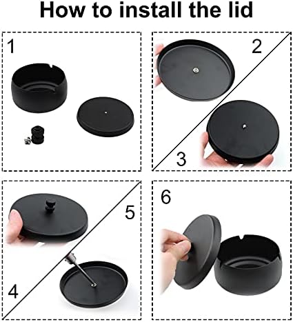 Andiker Large Metal Ashtray with Lid for Home Office