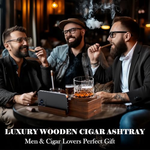 Cigar Ashtray Whiskey Glass Tray Set with Drawer