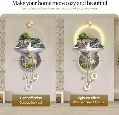 Blue 2D 3D Wall Art Decor with Metal Ball Pendant