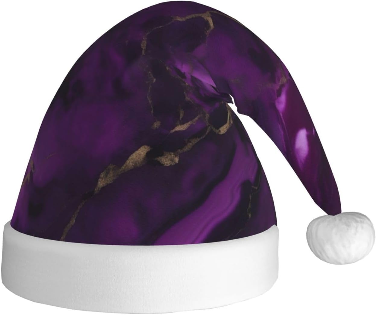 QINZHENG Dark Purple Marble Print Santa Hat