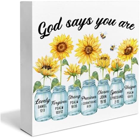 Inspirational Bible Verse Wooden Box Sign for Home Office