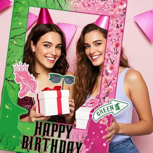 Pink and Green Birthday Photo Booth Props Kit