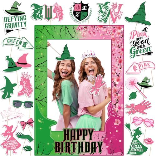 Pink and Green Birthday Photo Booth Props Kit