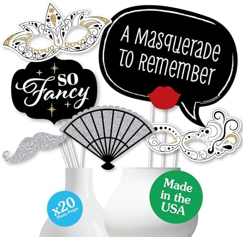 Big Dot of Happiness Venetian Mask Photo Booth Props 20 Count