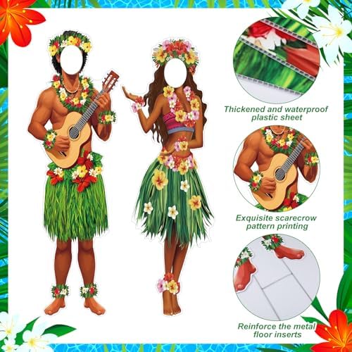 2 Pcs Life Size Hawaiian Couple Photo Props