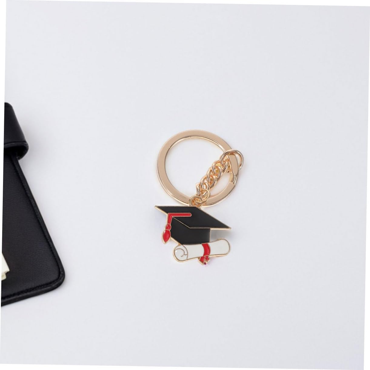 10Pcs Graduation Keychain Charms Metal Cap Keyrings
