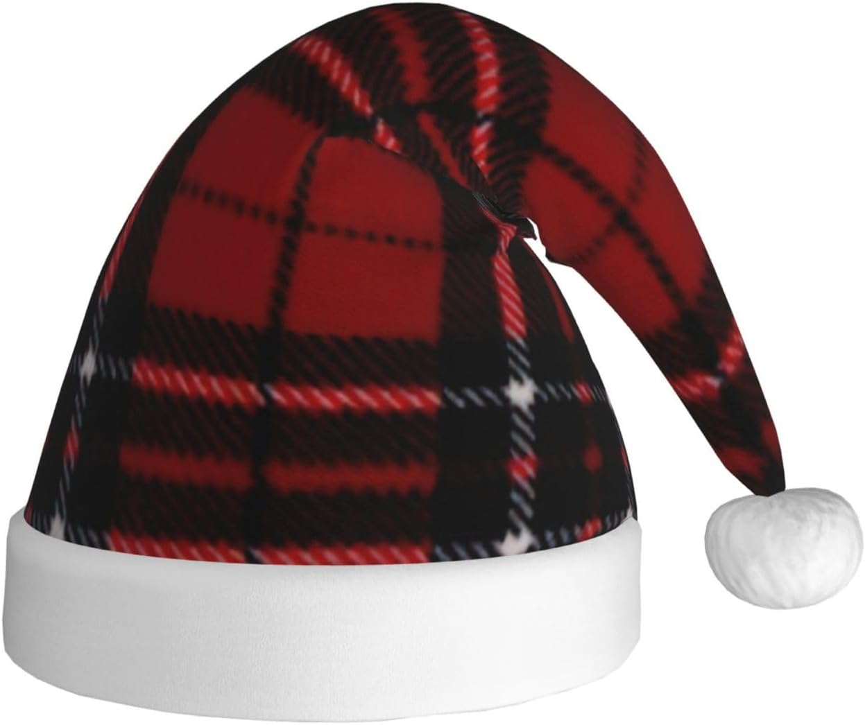 QINZHENG Red Black Plaid Santa Hat Christmas Gift