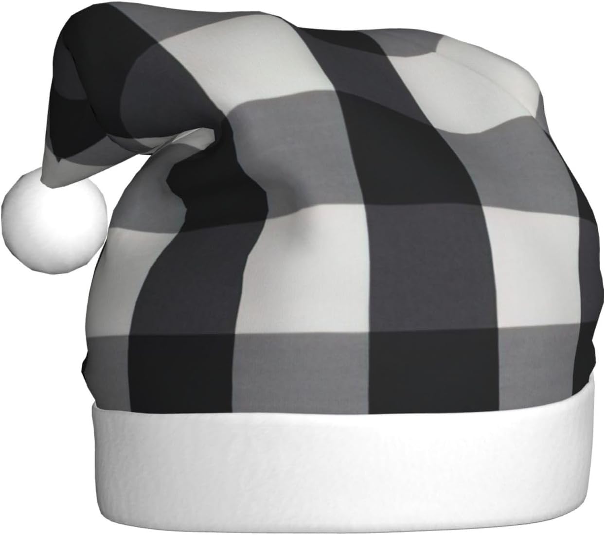 Personalized Santa Hat Black White Plaid Velvet Christmas Gift for Women