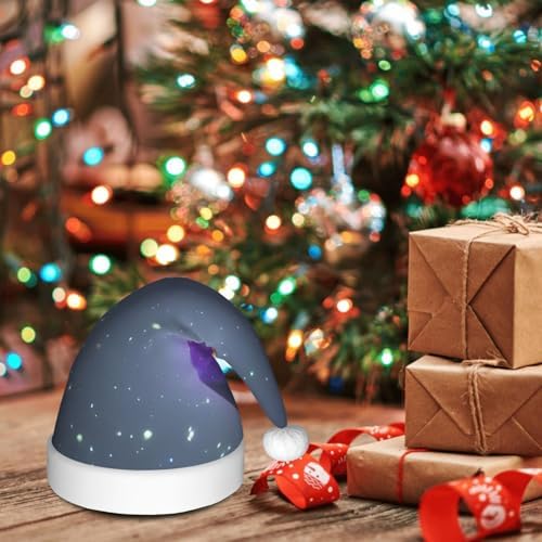 Galaxy Starry Santa Hat for Women Holiday Decoration