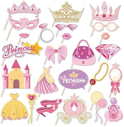 25Pcs Princess Photo Booth Props With Stick