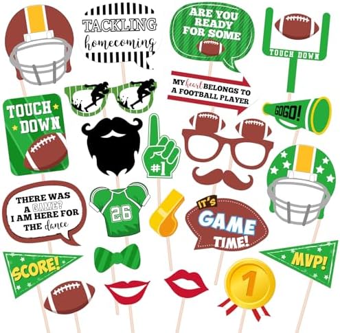 Maicaiffe Football Birthday Photo Booth Props - 24 Pcs