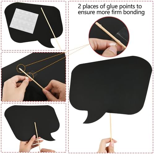 18pc Blank Photo Booth Props with Black Chalkboard Frame and Bubble Backdrop