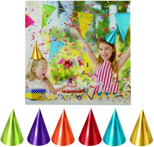 Tytroy 12 Assorted Metallic Cone Birthday Hats
