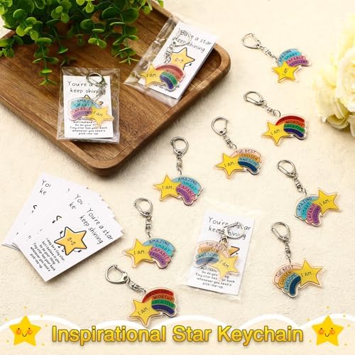Henoyso 36 Sets Rainbow Star Keychain Bulk