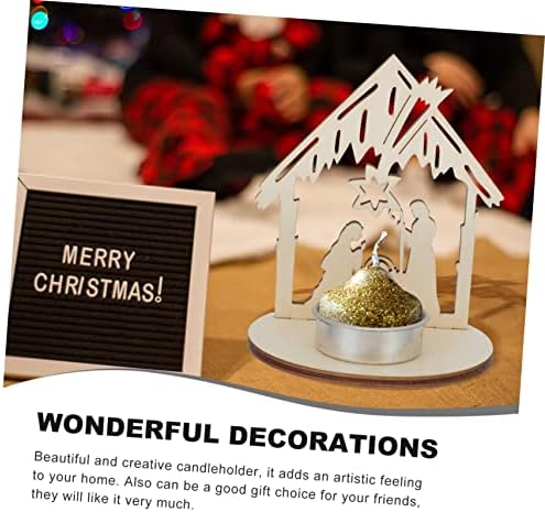 Mobestech 6pcs Wooden Candle Holders for Christmas Decor