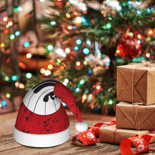 QINZHENG Music Note Santa Hat Velvet Plush Christmas Gift