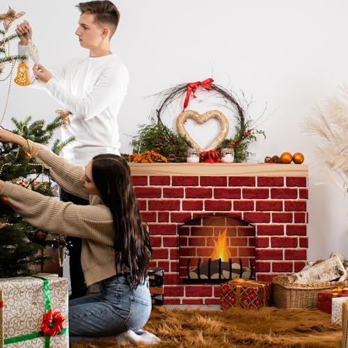 Zhanmai Christmas Faux Fireplace 2 Pcs Decor Prop