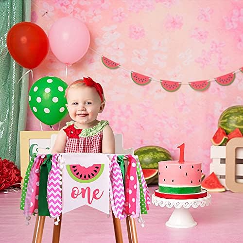 WAWUO Watermelon Birthday Banner - Pink Pattern - Highchair Mount