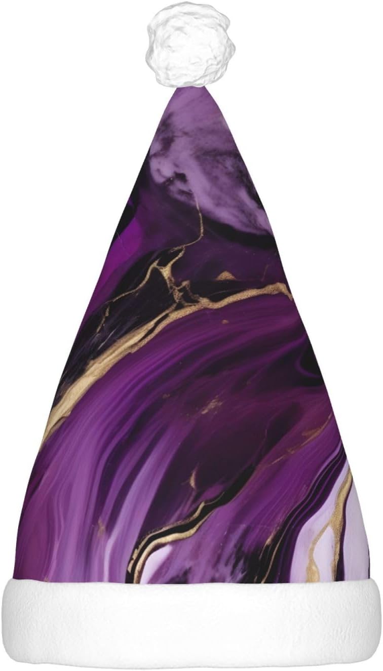 QinZheng Dark Purple Velvet Santa Hat with LED Lights