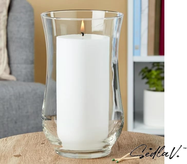 SEDLAV White Unscented Pillar Candle 4x8 Bulk Long Burning