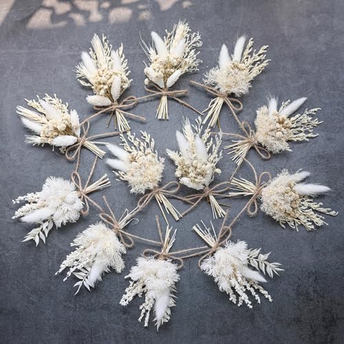 Mini Dried Flower Bouquet Set 12 Pcs White