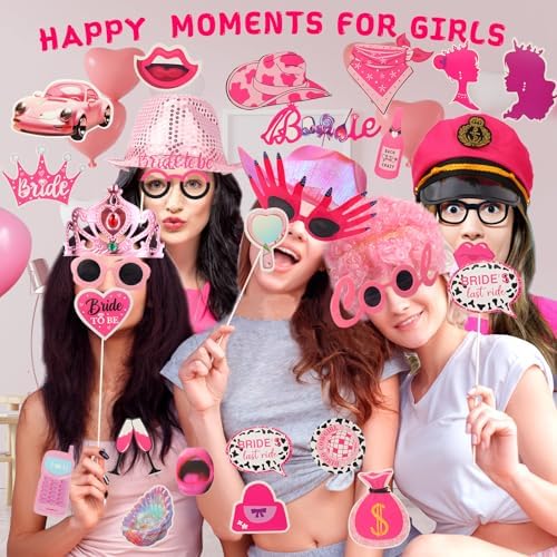 NICOWARM Bulk Hot Pink Photo Booth Props Set