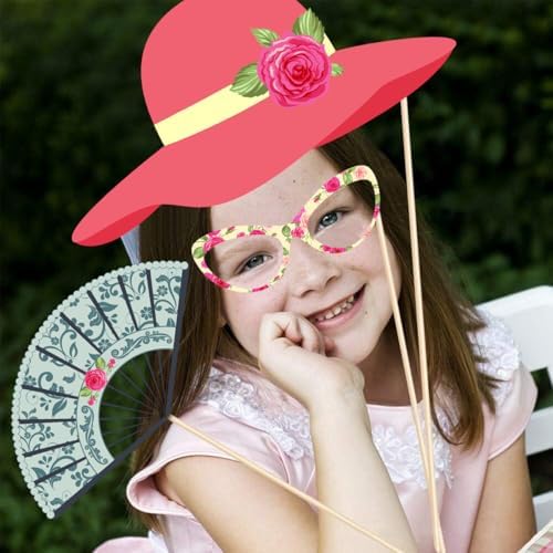 28PCS Tea Party Photo Booth Props with Stick