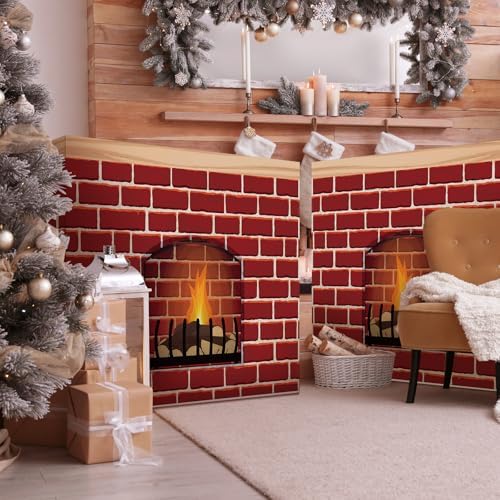 Zhanmai Christmas Faux Fireplace 2 Pcs Decor Prop