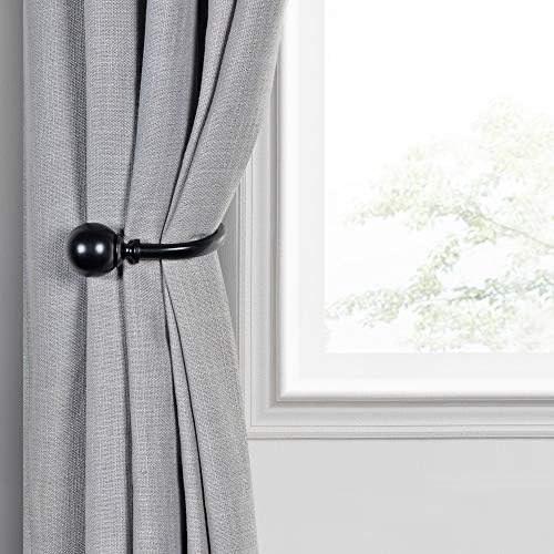 Deco Window Curtain Holdbacks Set of 2 Black Matte