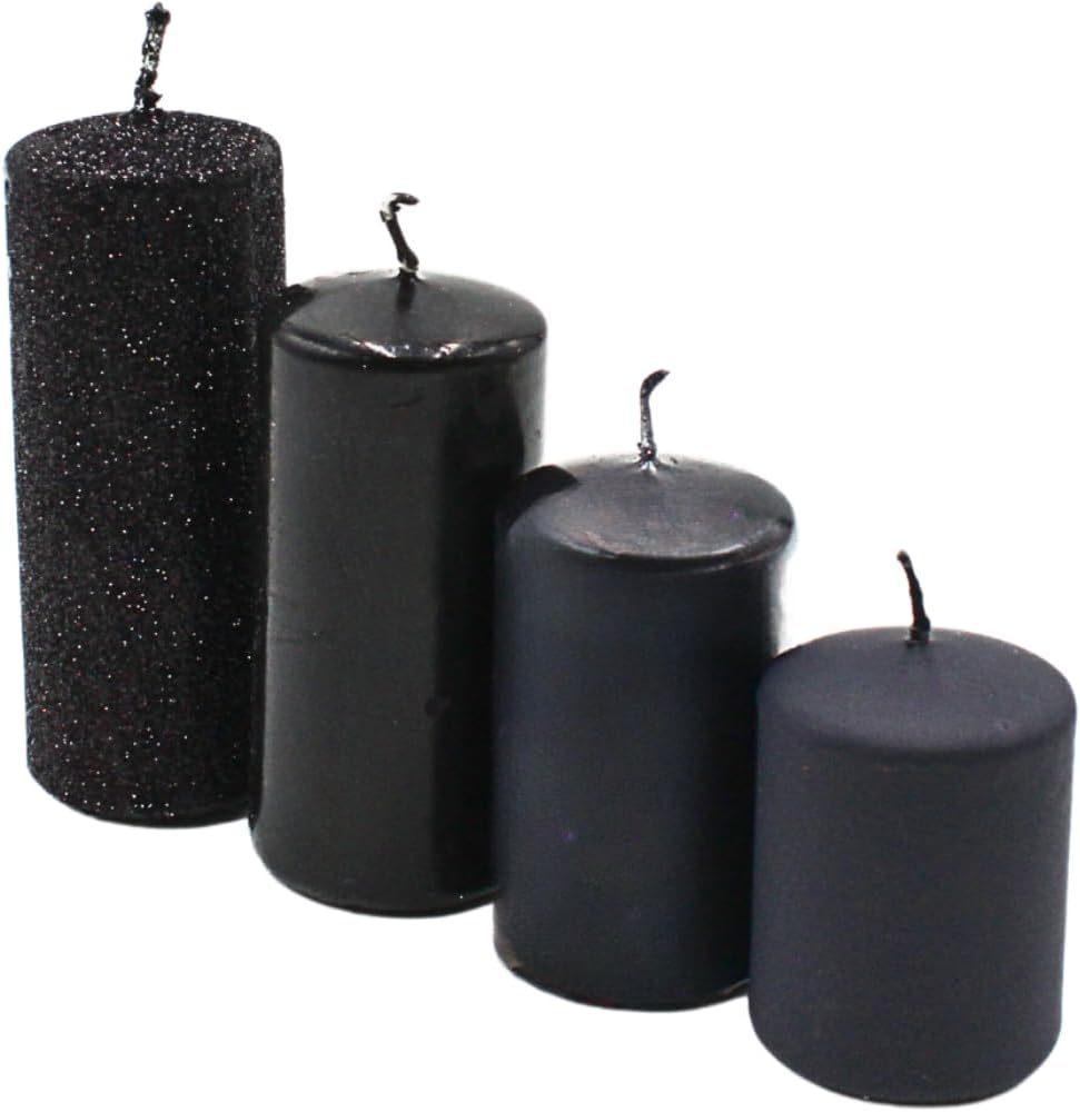Tiered Advent Candles in Black 4 Sizes 5-10 cm High