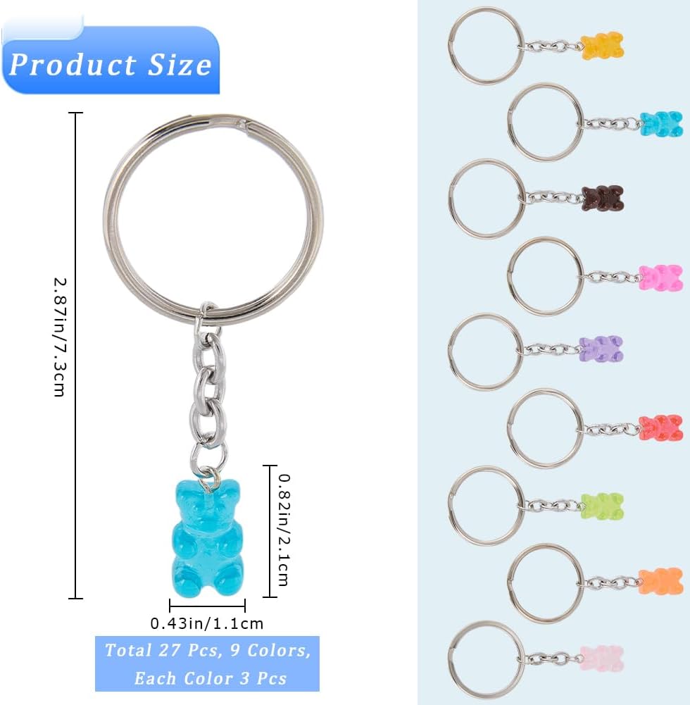 CRASPIRE 27 Pcs Candy Colored Bear Keychains