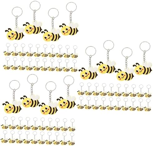 72 Pcs Cartoon Bee Metal Keychains Party Favors