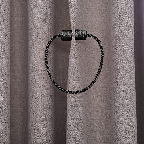 4 Pack Magnetic Curtain Tiebacks Modern Decorative Holdbacks - Black
