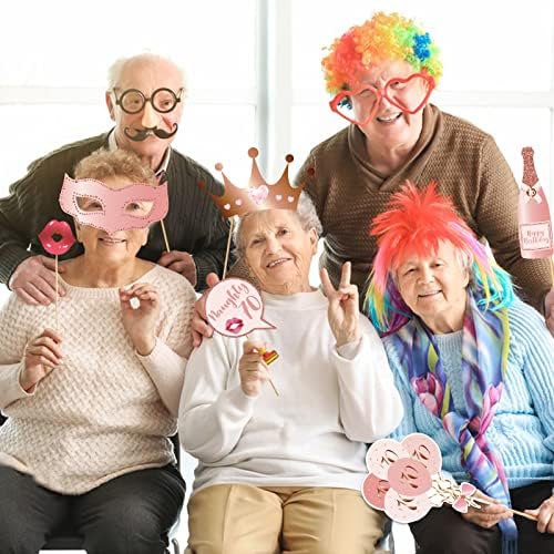 70th Birthday Photo Booth Props Kit - Rose Gold Design