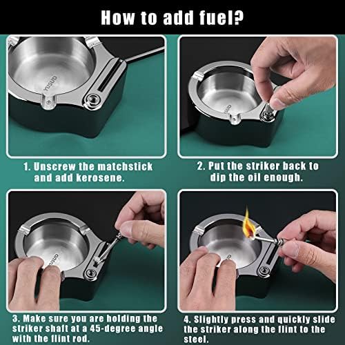 YUSUD Large Cigarette Ashtray with Match Lighter