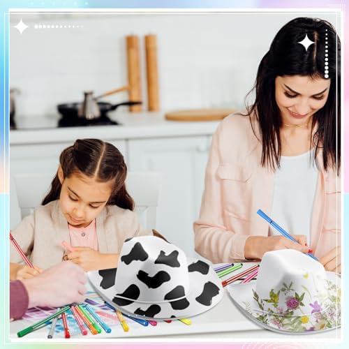 DIY White Cowboy Hats with Markers for Costume Parties