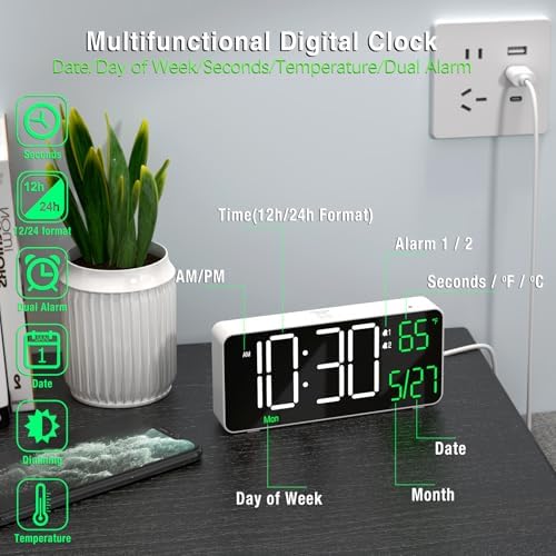 KOSUMOSU 67in Digital Alarm Clock with Auto Dimming